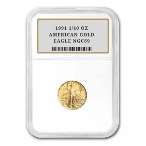 1991 1/10 OZ AMERICAN GOLD EAGLE NGC69