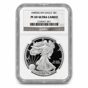 1 OZ AMERICAN SILVER EAGLE NGC PROOF 69