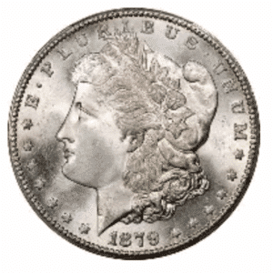1879 AMERICAN SILVER MORGAN DOLLAR O BU