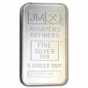 5 OZ SILVER BAR JOHNSON MATTHEY