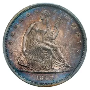 1840 50 CENT U.S. SILVER SEATED LIB NGC MS65 REVERSE OF 1839