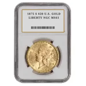 1875 S $20 U.S. GOLD LIBERTY NGC MS61
