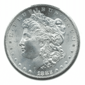 1882 O $1 U.S. SILVER MORGAN PCGS MS65