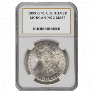 1885 O $1 U.S. SILVER MORGAN NGC MS67