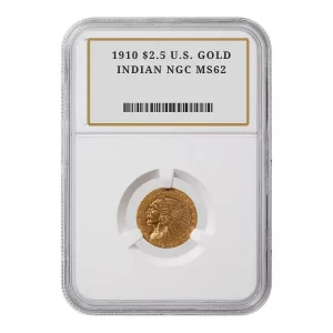 1910 $2.5 U.S. GOLD INDIAN NGC MS62