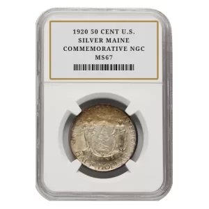 1920 50 CENT U.S. SILVER MAINE COMMEMORATIVE NGC MS67