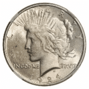 1924 S $1 U.S. SILVER PEACE NGC MS65