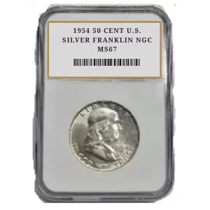 1954 50 CENT U.S. SILVER FRANKLIN NGC MS67
