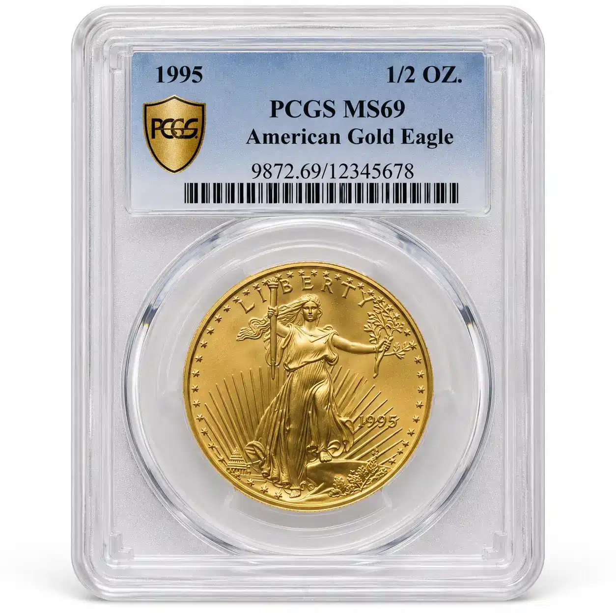 1995 1/2 OZAMERICAN GOLD EAGLE PCGS MS69