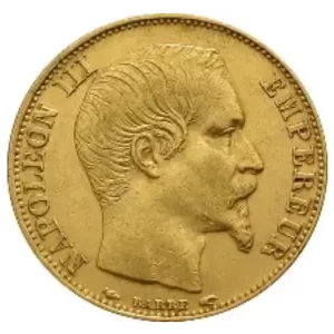 20 FRANC FRENCH GOLD COIN NAPOLEON III BARE HEAD