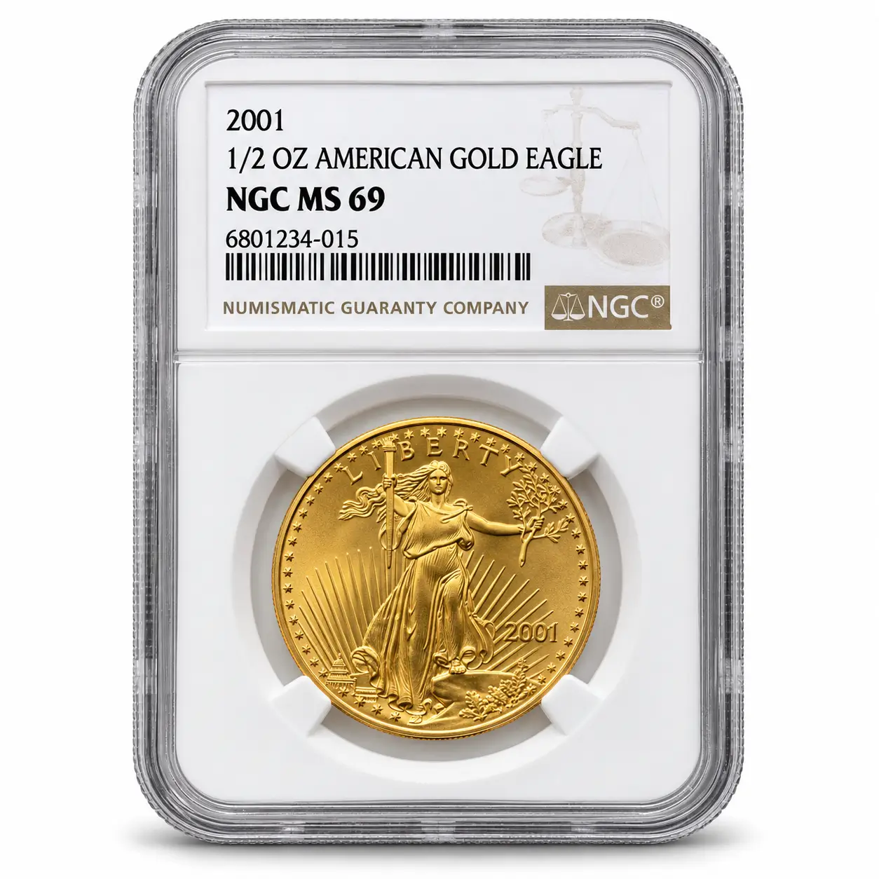 2001 1/2 OZ AMERICAN GOLD EAGLE NGC69