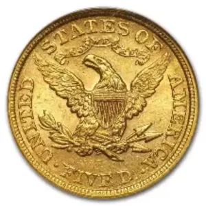 $5 U.S. GOLD LIBERTY PCGS60