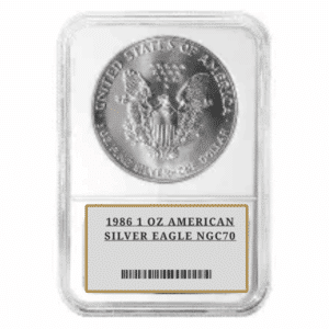 1986 1 OZ AMERICAN SILVER EAGLE NGC70