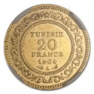 TUNISIA 20 FRANC GOLD COIN