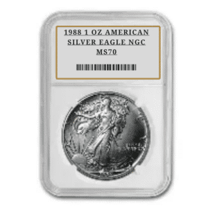 1988 1 OZ AMERICAN SILVER EAGLE NGC MS70