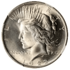1922-D AMERICAN SILVER PEACE DOLLAR AU