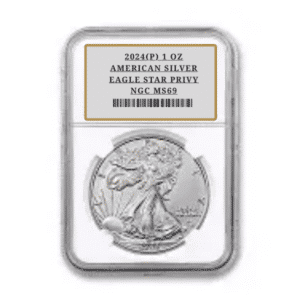 2024(P) 1 OZ AMERICAN SILVER EAGLE STAR PRIVY NGC MS69
